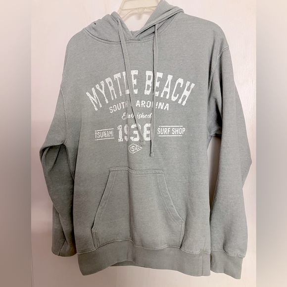 Tsunami Surf Shop “Myrtle Beach” Women’s Pullover Hoodie, Medium, Gray/White - Picture 1 of 4